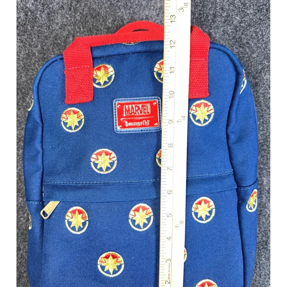 Marvel Loungefly Captain Marvel Mini Backpack Blue Red Gold‎ Embroidered Bag